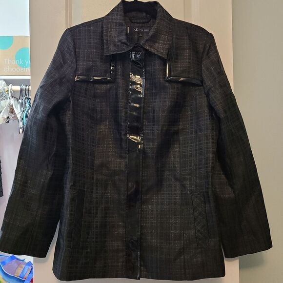 Metallic & Patent trimmed Anne Klein Jacket - Picture 3 of 10